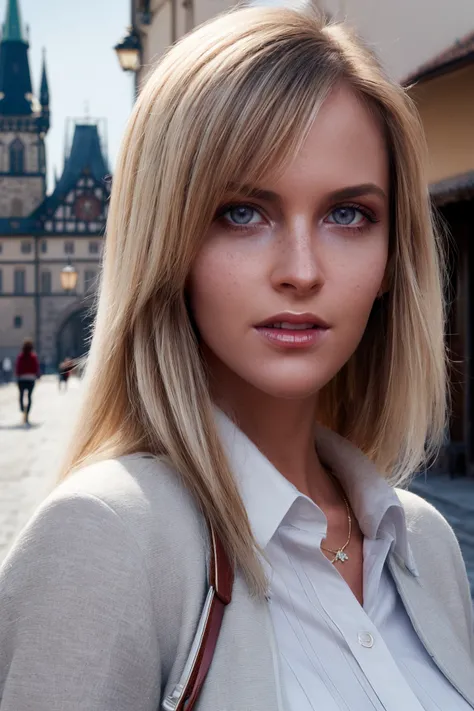 Beauty photo of busty Czech supermodel ch1kita with blonde hair, wearing elegant but casual attire, strolling along the cobblestone streets with her faithful canine companion by her side under the majestic spires of Prague Castle,
(masterpiece, photorealistic:1.2), high quality, intricate details, highly detailed background, 8k, vivid colors, wide angle, cinematic establishing shot, volumetric lighting, subsurface scattering, color grading, layered depth, parallax effect, soft focus foreground, detailed skin texture, perfect iris, perfect pupils,
<lora:add_detail:0.8>
<lora:sd15chikitav1:0.8>
