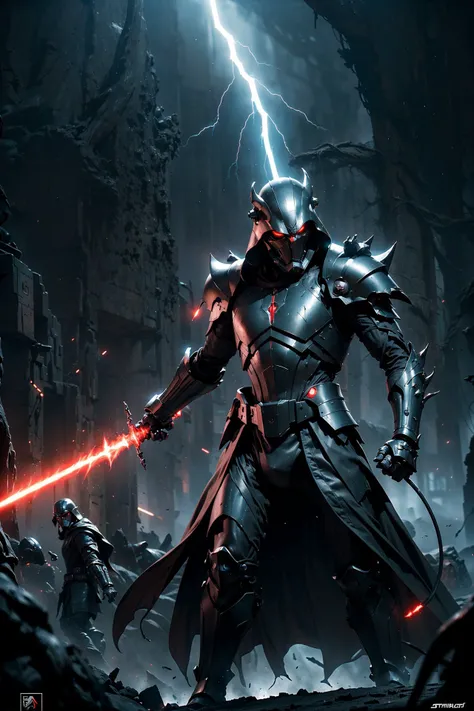 (The battle scene of The dark Sith without a face destroys his enemy with the force :1.2), (wared in helmet, sharp sleek cyborg dragon head, detailed helmet, highly detailed cgsociety, ornate cyberpunk armor, futuristic cybernetic helmet) dark theme, Star Wars, face hidden under a hood, eyes shining brightly from the darkness, The endless power of darkness, (Unlimited evil dinamic pose, fighter:1.2) (There are a lot of electrical discharges and lightning everywhere:1.1), (stunning visual effects, fantasy, ArtStation, vfx, very beautiful graphics, CG)
