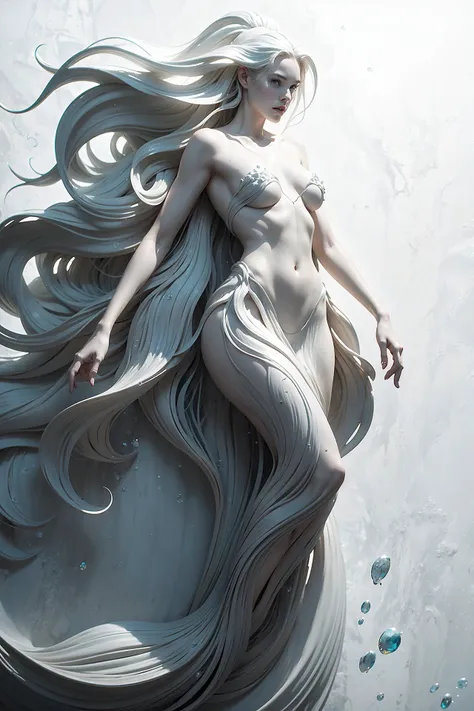 skinny, ?????, very tall. anthropomorphically long skinny legs , Floating in the vastness of space in the galaxy. full-length ?????. silver hair, in heels