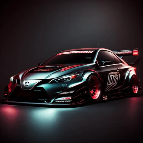 photo A Car, [Nissan|Toyota] Drift Spec, midnight (MidnightDrift style:1) <lora:djzMidnightDrift:0.8)