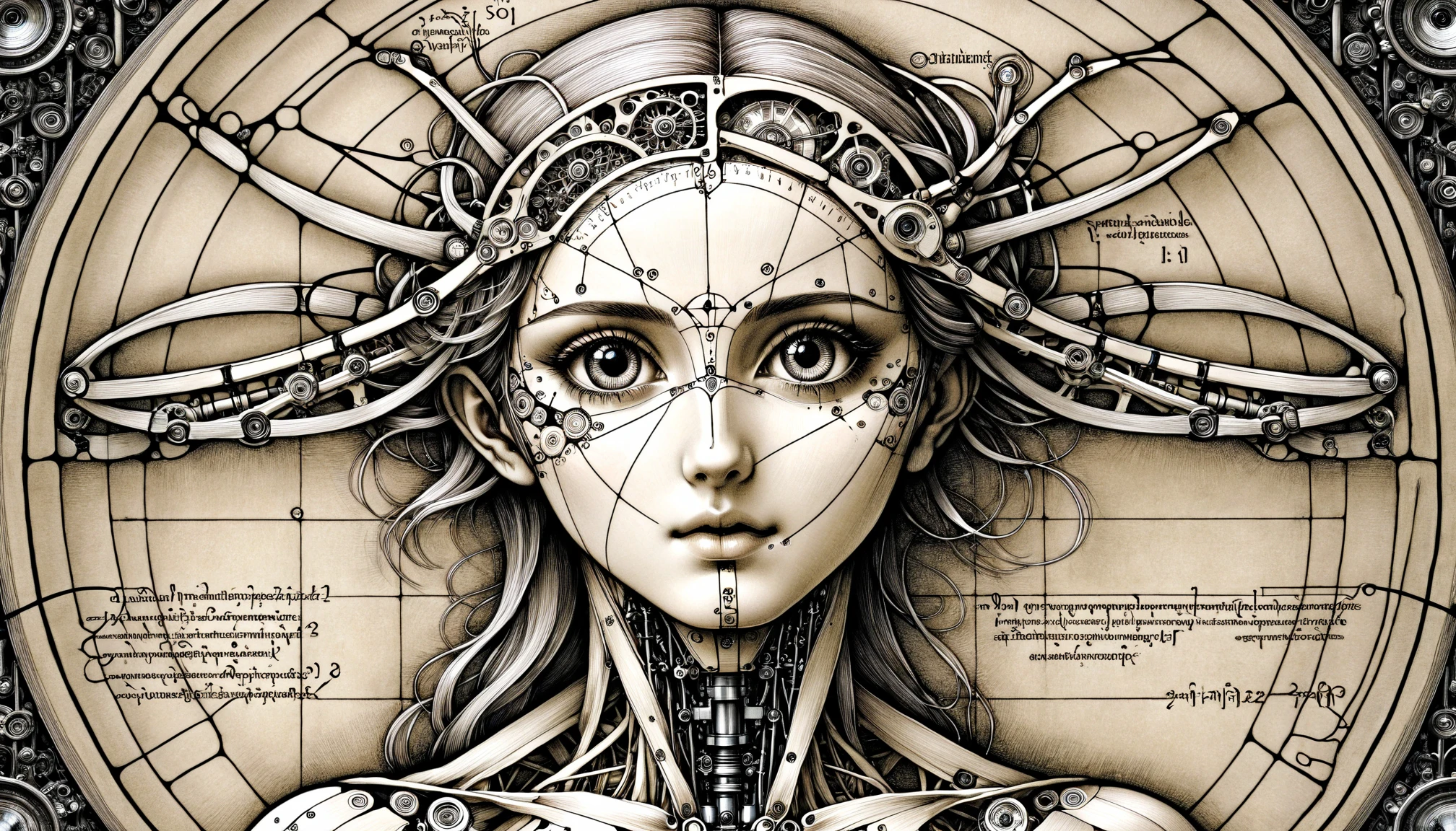 <lora:Da_Vinci-000008:1>, Biomech, ink drawing, anatomical, Da_Vinci, vitruvian, <lora:SDXL_MassiveCowsLoRA_v1:0.8>, breasts, cleavage, <lora:watson_lora_sdxl_v1-000008:1>, ohwx, ohwx woman, <lora:2BoutOval-Dim64:1>,,, very thin waist, <lora:SDXL_MassiveCowsLoRA_v1:0.1> breasts, cleavage, slim body,, (8k, masterpiece, best quality, ultra-detailed), (an extremely delicate and beautiful)kawaii, cute, very big eyes, Aesthetic Anime Eyes, small face, large breasts, cinematic lighting, , Intricate, High Detail, Sharp focus, dramatic, masterpiece, best quality, ultra-detailed,