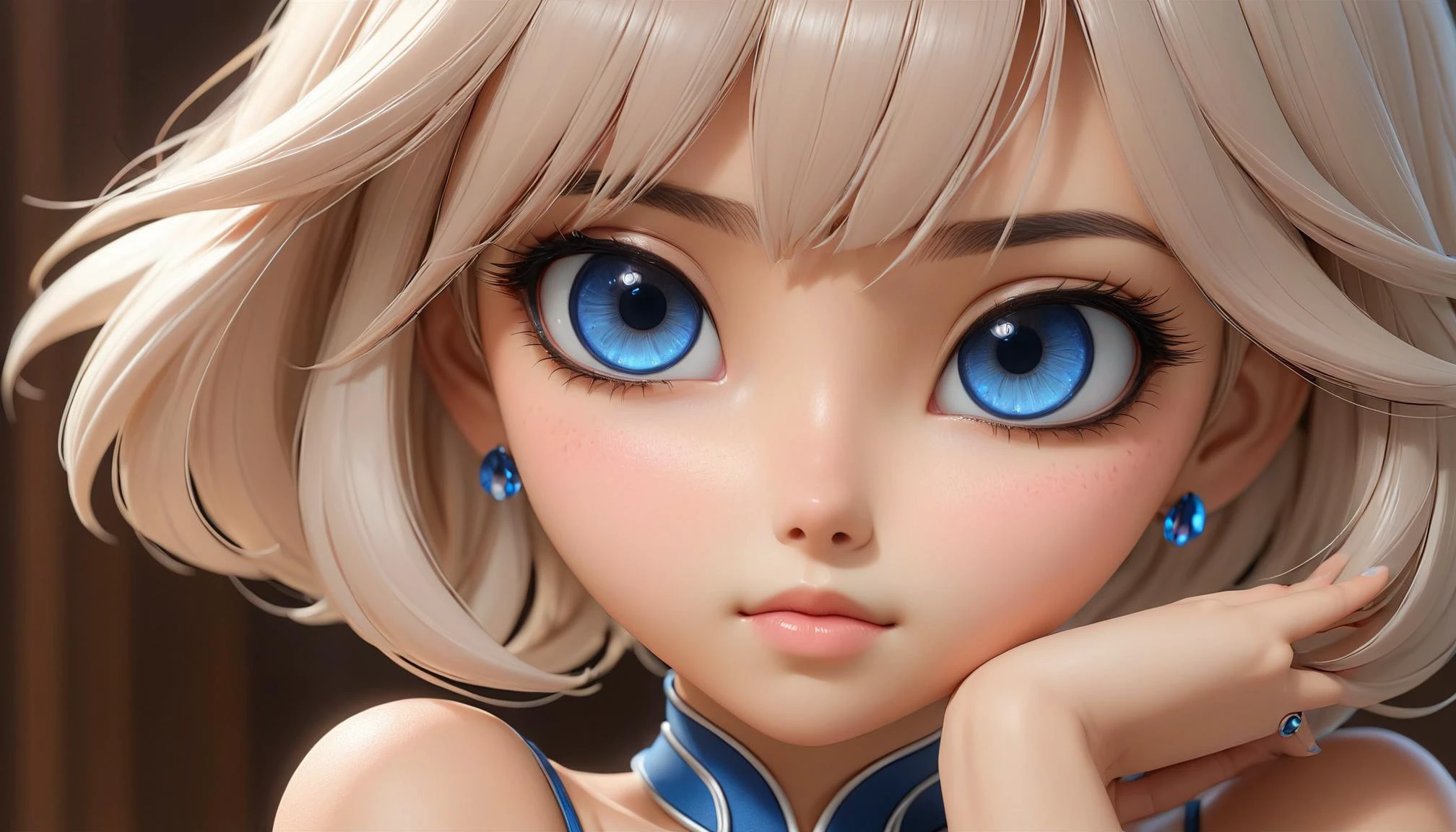 1girl, <lora:Chrome_Tech_XL:0.5>, chrometech, <lora:Miyako_image220_v1-000040:0.5>, miyako \(blue archive\), claw pose, (8k, masterpiece, best quality, ultra-detailed), (an extremely delicate and beautiful)kawaii, cute, very big eyes, Aesthetic Anime Eyes, small face, large breasts, cinematic lighting, , Intricate, High Detail, Sharp focus, dramatic, masterpiece, best quality, ultra-detailed,, very thin waist, <lora:SDXL_MassiveCowsLoRA_v1:0.1> breasts, cleavage, slim body,