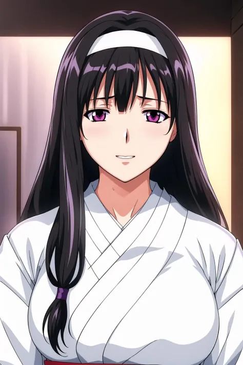 Simple White Background,
japanese clothes,detached sleeves,hakama skirt,
<lora:Chiaki_Tachibana_Houkago-KK77-V1:0.7>,miko,
black hair,Bangs,purple eyes,long hair, White hairband,
<lora:Mariana_Luciano_NON_VIRGIN-KK77-V1:0.3>,<lora:more_details:0.1>,
1 girl, 20yo,Young female,Beautiful Finger,Beautiful long legs,Beautiful body,Beautiful Nose,Beautiful character design, perfect eyes, perfect face,expressive eyes,perfect balance,
looking at viewer,(Focus on her face),closed mouth, (innocent_big_eyes:1.0),Light_Smile,
official art,extremely detailed CG unity 8k wallpaper, perfect lighting,Colorful, Bright_Front_face_Lighting,shiny skin,
(masterpiece:1.0),(best_quality:1.0), ultra high res,4K,ultra-detailed,
photography, 8K, HDR, highres, absurdres:1.2, Kodak portra 400, film grain, blurry background, bokeh:1.2, lens flare, (vibrant_color:1.2),professional photograph,
(Beautiful,large_Breasts:1.4), (beautiful_face:1.5),(narrow_waist),
