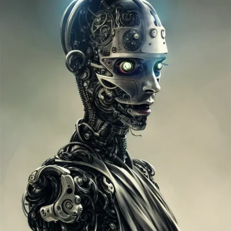 Cyborgdiffusion A fancy portrait of a cyborg by greg rutkowski, sung choi, mitchell mohrhauser, maciej kuciara, johnson ting, maxim verehin, peter konig, bloodborne, 8k photorealistic, cinematic lighting, hd, high details, dramatic, dark atmosphere, trending on artstation