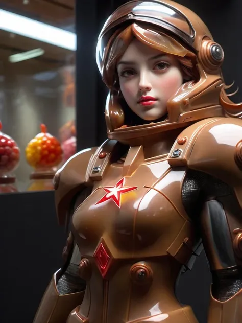 (masterpiece, best quality, absurdres:1.2), (transparent caramel:1.6), a candy figurine of Soviet Super Soldier girl, sovietpunkai, focused on face, <lora:SovietPunkAIp:0.6>