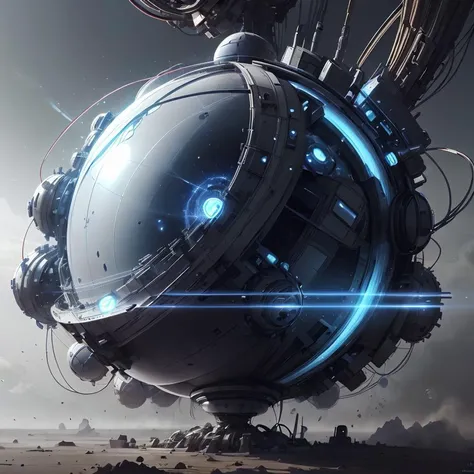 (Technology sphere:1.4),no humans,science fiction,grey background,robot,realistic,simple background,radio antenna,mecha,machinery,<lora:AntimatterTech-20:1>,