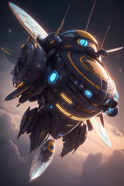 bee spaceship, flying, galaxy background, ultra detailed, Hyperrealistic, sharp focus, UHD, octane render,octane render,<lora:sp4c3sh1p:0.8>