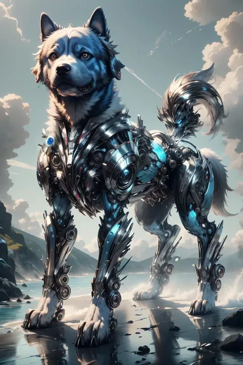masterpiece,best quality,highres,extremely detailed 8k wallpaper, <lora:TransformersStyle:1> TransformersStyle Sky blue, Silver, dog body, <lora:stylesqueeze_v3:0.8>