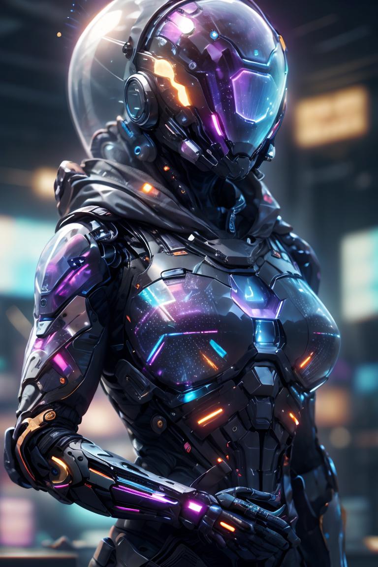 A futuristic woman in a futuristic suit with glowing lights - SeaArt AI