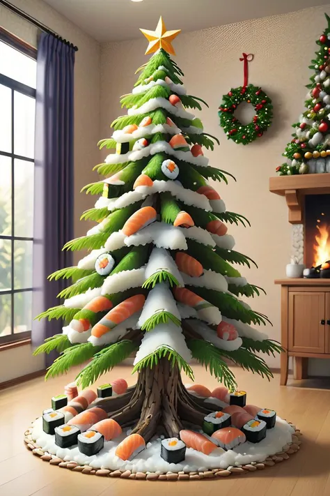 <lora:SushiStyle:1.3>SushiStyle Christmas tree, (Masterpiece:1.3) (best quality:1.2) (high quality:1.1)