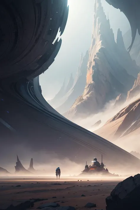 no humans,landscape,oil on matte canvas,sharp details,the expanse scifi spacescape ceres colony,intricate,highly detailed,digital painting,rich color,smooth,sharp focus,illustration,Unreal Engine 5,8K,art by artgerm and greg rutkowski and alphonse mucha,