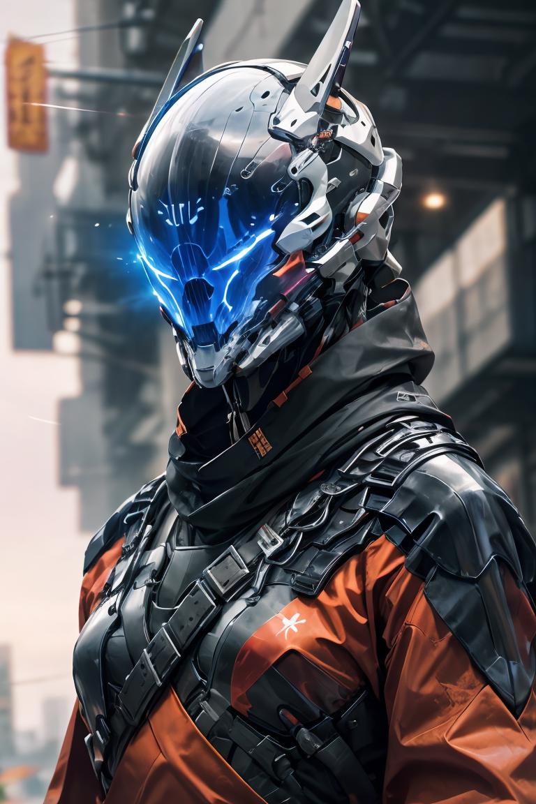 A close up of a person wearing a helmet and a jacket - SeaArt AI