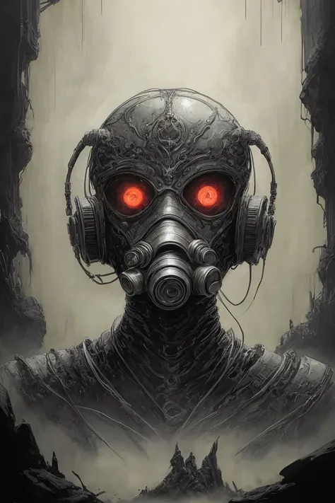 mid_shot,medium_shot, medium full shot, dynamic angle, dynamic composition
methurlant,digital illustration of a female (android:1.2) (wearing a gas mask:0.9) wired to a wall with glowing eyes looking straight at the viewer with a lifeless expression,
dystopian future captured in an image with intricate detail and ornate detail,
(atmospheric,surreal:1.2),gritty,cinematic,eerie,stylized,cybernetic,futuristic,
<lora:methurlant:1>