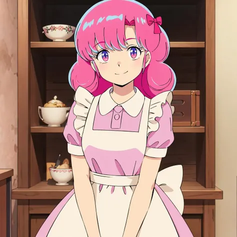 <lora:Ran001:0.7>,looking at viewer,smile,
Ran,1girl,
collared pink dress,frilled white apron,