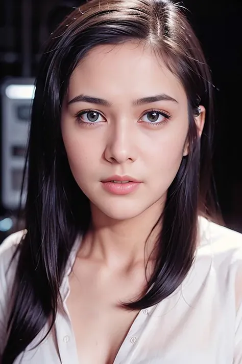 (Full body:1) of a young girl, smart casual, hacker's server room, detailed face, ((cool facial expression)), (straight short thin fringe hair:1.2), ultra detailed photograph, (photorealistic), (intricate details:1),(masterpiece :1), (best quality:1), ultra high res, (detailed eyes), (detailed facial features), HDR, 8k resolution, (lens flare:0.5), light from far behind, <lora:QueenRosa:0.5>
