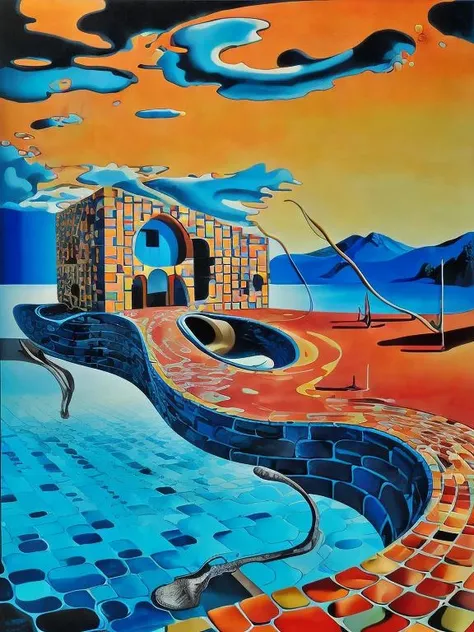 <lora:dali69:1>,liquid house, dalibrick, dali69, daliman, dalihouse, psychedelic color