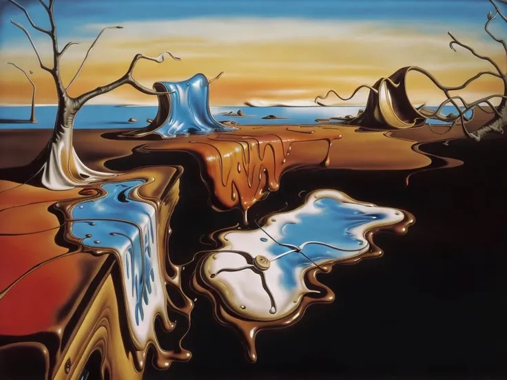 <lora:dali69:1>dali69 daliclock a clock melting turning into liquid and dripping folding in half over a tree branch and melting into a puddle of goo at sunset psychedelic color blobs
<lora:add_detail:1>