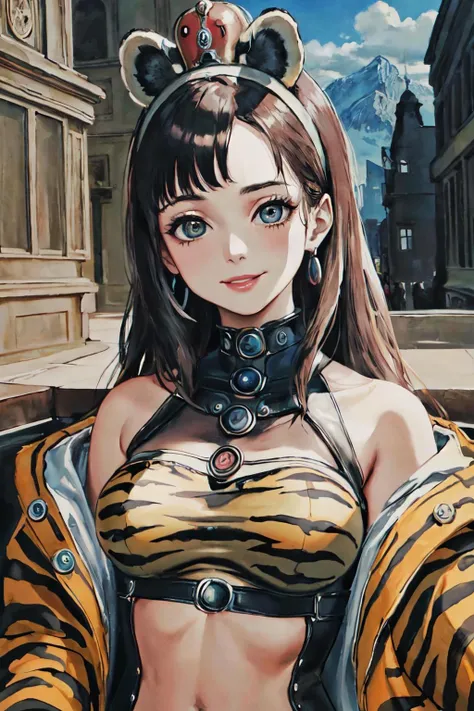 <lyco:dali69:1.0>dali69 daliblob, dali69 dalitiger daliwoman,
(best quality, masterpiece, RAW photo,ultra-detailed:1.2), <lyco:GoodHands-beta2:1.0>,1girl,solo,looking at viewer,smile