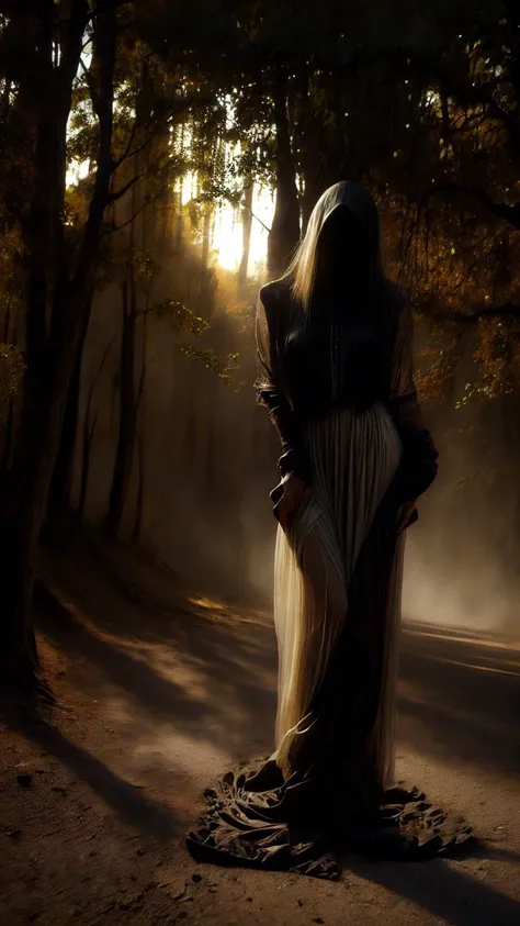 masterpiece,best quality,cinematic lighting,natural shadow,highest detail,
1girl,full body,forest of magic,faceless,empty,hollow,(no humans),torn fabric,long sleeves,(sleeves past wrists),floating,g0s1 standing next to a dry branch,dressed in a deep blue robe with flowing hair,and an enigmatic and magical aura in her eyes,The branches are covered with shimmering magical lights,resembling stars in the night sky. The girl's eyes sparkle with deep purple light,surrounded by mysterious purple mist,creating a mystical and magical atmosphere,
<lora:add_detail:1>,<lora:Better light:1>,<lora:æ¯æ1:1>,<lora:g0s1 - Ghost:1>, exquisite color, extremely detailed, complex, elegant, cinematic, dynamic, glowing, rich colors, surreal, impressive, epic, stunning, marvelous, outstanding, creative, positive, unique, attractive, beautiful, pure, fine