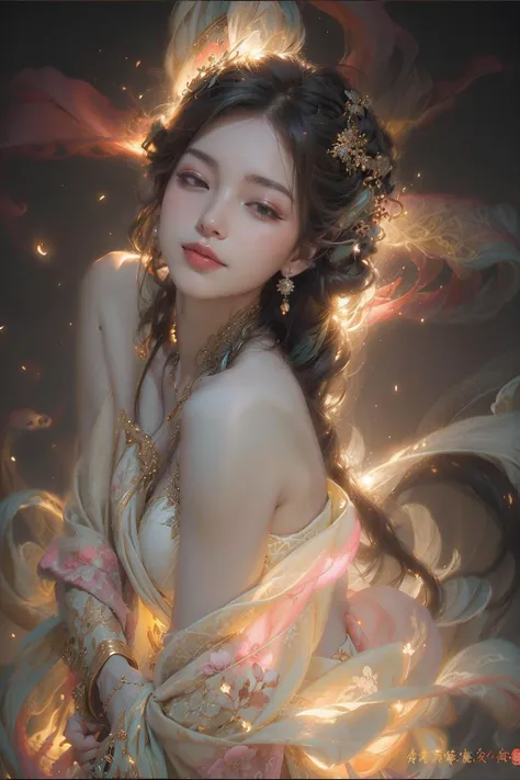 (bare shoulders:0.85), ((nude:1)),(boobs naked:0.55), (Glowing ambiance, enchanting radiance, luminous lighting, ethereal atmosphere, mesmerizing glow, evocative hues, captivating coloration, dramatic lighting, enchanting aura),1girl, masterpiece,best quality, 1girl,
(in smoke:1.1),(dynamic smokeanywhere:1.4),<lora:smokeanywhere:0.55>,(upper body:1.2),((nipples:0.55)),(1 Chinese patterns in the middle of the girl's forehead),girl with a weak temperament,
epic cinematic, soft nature lights, rim light, absurd, amazing, funny, itricate, hyper detailed, ultra realistic, soft colors,
<lora:oc_v10:0.5:PALETTE> <lora:lowra_v10:0.4> white flower<lora:anxiang:0.65>,<lora:zhongfenghua:0.55:PALETTE>,pink flowers,