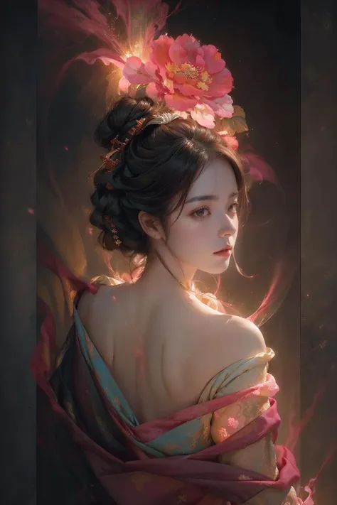 ((closed eyes:0.185)), (bare shoulders:0.85), (Glowing ambiance, enchanting radiance, luminous lighting, ethereal atmosphere, mesmerizing glow, evocative hues, captivating coloration, dramatic lighting, enchanting aura),1girl, masterpiece,best quality, 1girl,((moon:1)),
(in smoke:1.1),(dynamic smokeanywhere:1.4),<lora:smokeanywhere:0.55>,(upper body:1.2),((nipples:0.55)),(1 Chinese patterns in the middle of the girl's forehead),girl with a weak temperament,((Begonia flowers:1.2)),
epic cinematic, soft nature lights, rim light, absurd, amazing, funny, itricate, hyper detailed, ultra realistic, soft colors,
<lora:oc_v10:0.5:PALETTE> <lora:lowra_v10:0.4> white flower<lora:anxiang:0.65>,<lora:zhongfenghua:0.55:PALETTE>,pink flowers,