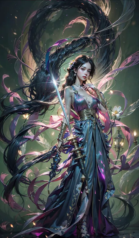 moon:1.4),(bare shoulders:0.85), ((nude:1)),(boobs naked:0.55), (Glowing ambiance, enchanting radiance, luminous lighting, ethereal atmosphere, mesmerizing glow, evocative hues, captivating coloration, dramatic lighting, enchanting aura),(1girl:1.4), ((solo)), masterpiece,best quality, 1girl,(holding a long sword in hand),
(in smoke:1.1),(dynamic smokeanywhere:1.4),<lora:smokeanywhere:0.55>,(upper body:1.2),((nipples:0.55)),girl with a weak temperament,cinematiclighting,(gold trim:1),((illustration)), ((floating hair)),dynamic angle, ((((full body)))), (1 female), ((solo)), detailed face, asymmetrical bangs, (beautiful detailed eyes), ((colorful refraction)), (beautiful detailed sky), (((Life optical flow))),((dark intense shadows)), ((cinematic lighting)),(expressionless),((sharp focus)), (((masterpiece))), (((best quality))),
epic cinematic, soft nature lights, rim light, absurd, amazing, funny, itricate, hyper detailed, ultra realistic, soft colors,
<lora:oc_v10:0.5:PALETTE> <lora:lowra_v10:0.4> white flower<lora:anxiang:0.65><lora:zhongfenghua:0.55:PALETTE>,pink flowers,(moon),