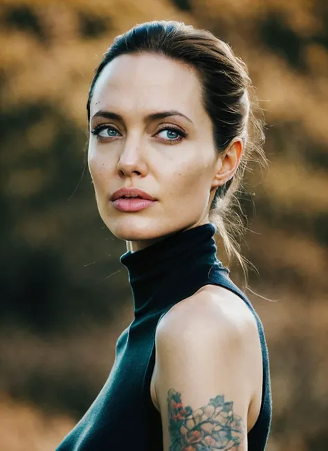 A stunning intricate full color portrait of (sks woman:1),wearing a black turtleneck, epic character composition, by ilya kuvshinov, alessio albi, nina masic, sharp focus, natural lighting, subsurface scattering, f2, 35mm, film grain, <lora:locon_angelina_v1_from_v3_64_32:1.4>
