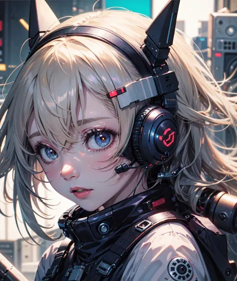 a cute girl, cyber punk, cute