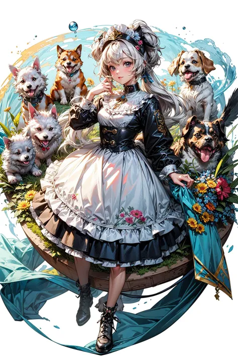 ((best quality, masterpiece, absurbres, super-resolution)) cute illustration (((animal, cute dog)))