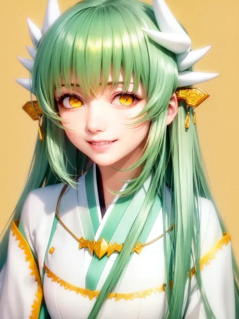 A close up of a person with long green hair and a green wig - SeaArt AI