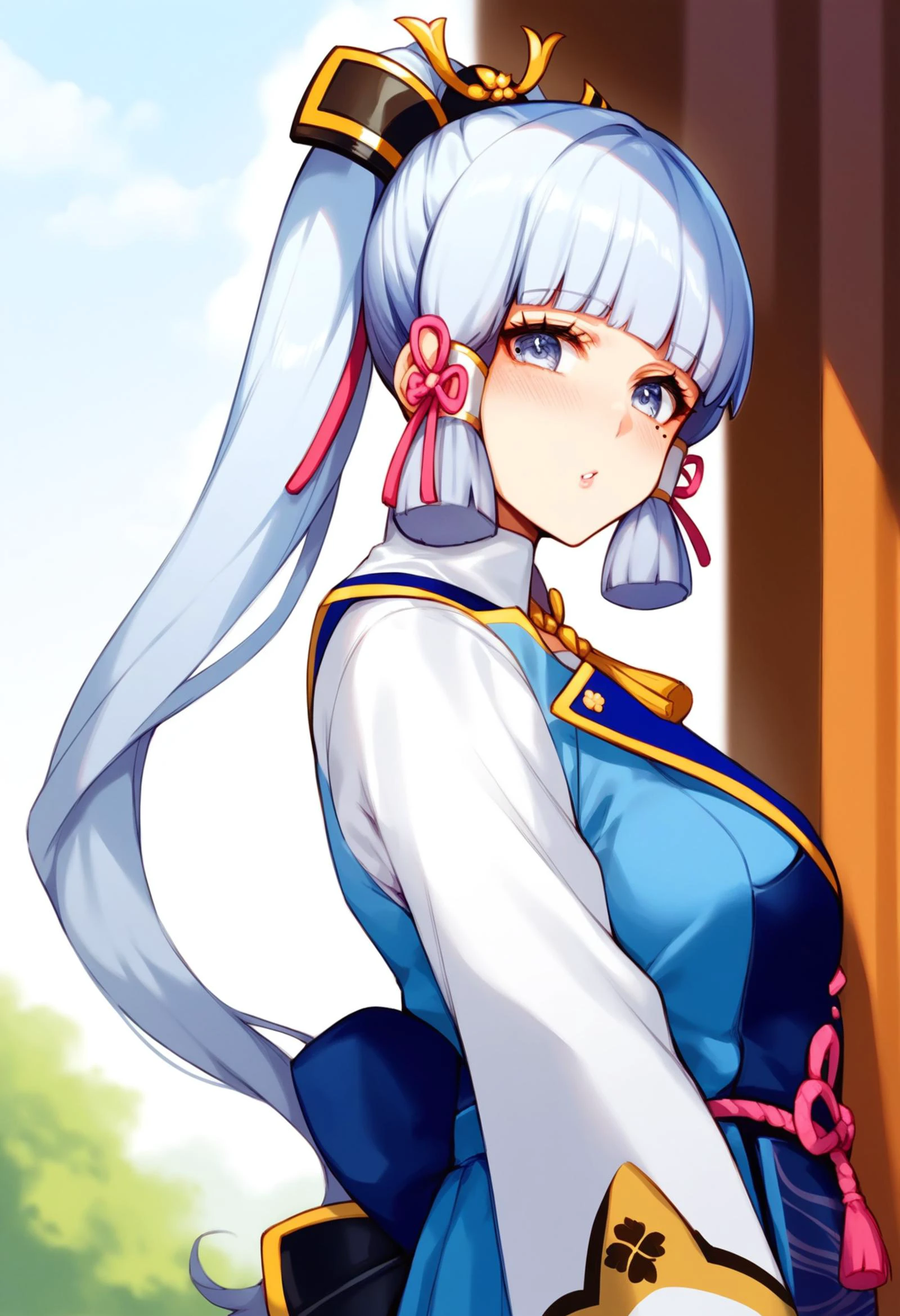 <lora:PONY-ç»-Momofuki Rio:0.9> ,score_9, score_8_up, score_8,source_anime,solo,1girl, <lora:PONY-人-åç¥all:0.7>,genshin_impact, kamisato_ayaka, mole_under_eye, ponytail, blunt_tresses, long_sleeves,, uncensored,<lora:add-detail-xl:1>,<lora:Expressive_H-000001:0.8>