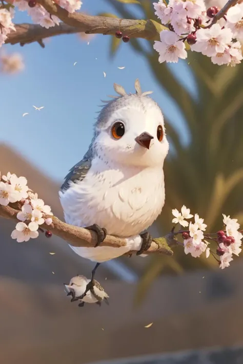 <lora:Piper_v1:1> piper, bird, animal, cherry blossoms,