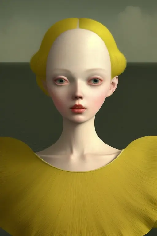 <lora:RayCaesar01:1>,Ray Caesar Style, closeup a woman in a white dress, yellow hair,sea background