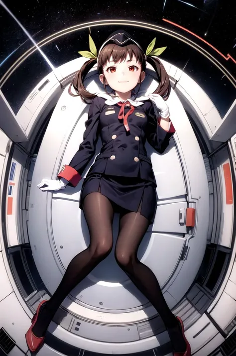 (masterpiece, best quality, detailed), 1girl, solo, looking at viewer,
<lora:hachikuji-mayoi-v1:0.9>, hachikuji01, long hair, brown hair, red eyes, flat chest, twintails, hair ribbon, white hairband, <lora:aeroflot_2LYCO:0.8> Stewardess, red unifrom, garrison cap, white gloves, pantyhose, cockpit, spacecraft, science fiction, space, fisheye, lying, on back, from above, v arms, smile, closed mouth