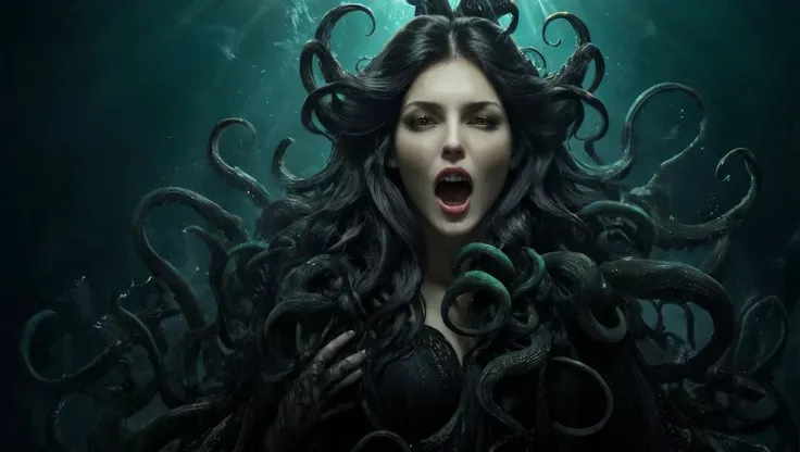 <lora:Alphonse Mucha Style:1.9> alphonse mucha style, ((Cthulhu)), rising from the deep, (black flowing tentacles), black smoke, darkness, BREAK
<lora:epoxy_skull-sdxl:0.04> epoxy_skull, pentagram, evil, (insanity), long sharp teeth, ((glowing golden eyes)), BREAK
<lora:ral-3dwvz-sdxl:0.4> ral-3dwvz, symmetrical, balanced, (black tendrils of smoke), fangs, (cosmic), deep underwater, BREAK
<lora:cursedimagessdxl:0.2> cursed image, ((photo-realistic)), 4k, extremely detailed, (laser prism spectrum gradient background lighting), purple, black, green, BREAK
