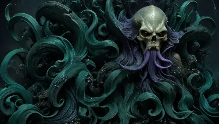 <lora:Alphonse Mucha Style:1.9> alphonse mucha style, ((Cthulhu)), rising from the deep, (black flowing tentacles), black smoke, darkness, BREAK
<lora:epoxy_skull-sdxl:0.4> epoxy_skull, pentagram, evil, (insanity), long sharp teeth, ((glowing golden eyes)), BREAK
<lora:ral-3dwvz-sdxl:0.7> ral-3dwvz, symmetrical, balanced, (black tendrils of smoke), fangs, (cosmic), deep underwater, BREAK
<lora:cursedimagessdxl:0.5> cursed image, ((photo-realistic)), 4k, extremely detailed, (laser prism spectrum gradient background lighting), purple, black, green, BREAK