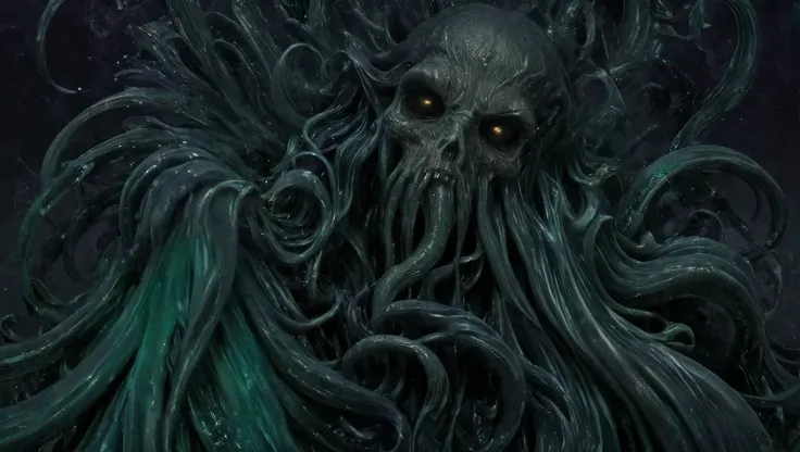 <lora:Alphonse Mucha Style:1.9> alphonse mucha style, ((Cthulhu)), rising from the deep, (black flowing tentacles), black smoke, darkness, BREAK
<lora:epoxy_skull-sdxl:0.04> epoxy_skull, pentagram, evil, (insanity), long sharp teeth, ((glowing golden eyes)), BREAK
<lora:ral-3dwvz-sdxl:0.4> ral-3dwvz, symmetrical, balanced, (black tendrils of smoke), fangs, (cosmic), deep underwater, BREAK
<lora:cursedimagessdxl:0.2> cursed image, ((photo-realistic)), 4k, extremely detailed, (laser prism spectrum gradient background lighting), purple, black, green, BREAK