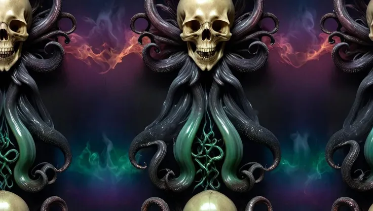 <lora:Alphonse Mucha Style:1.5> alphonse mucha style, Cthulhu, rising from the deep, black flowing tentacles, black smoke, darkness,
<lora:epoxy_skull-sdxl:0.1> epoxy_skull, pentagram, evil, insanity,
<lora:ral-3dwvz-sdxl:0.5> ral-3dwvz, symmetrical, balanced, black tendrils of smoke,
<lora:cursedimagessdxl:1.5> cursed image, photo-realistic, 4k, laser prism spectrum gradient background lighting,