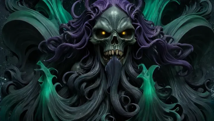 <lora:Alphonse Mucha Style:1.9> alphonse mucha style, ((Cthulhu)), rising from the deep, (black flowing tentacles), black smoke, darkness, BREAK
<lora:epoxy_skull-sdxl:0.4> epoxy_skull, pentagram, evil, (insanity), long sharp teeth, ((glowing golden eyes)), BREAK
<lora:ral-3dwvz-sdxl:0.7> ral-3dwvz, symmetrical, balanced, (black tendrils of smoke), fangs, (cosmic), deep underwater, BREAK
<lora:cursedimagessdxl:0.5> cursed image, ((photo-realistic)), 4k, extremely detailed, (laser prism spectrum gradient background lighting), purple, black, green, BREAK