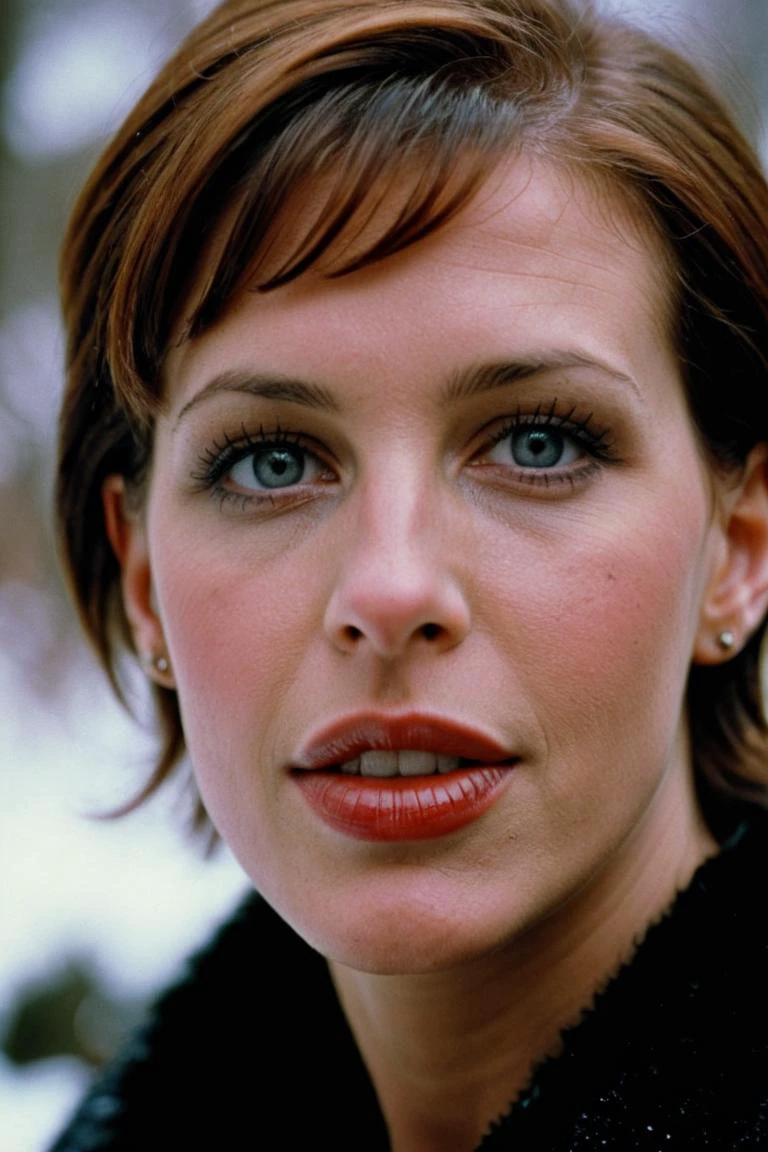 photograph portrait, close up of a Holy Marija with eyes of Shannon Elizabeth and lips of Molly Ringwald, detailed skin, ultra detailed, facing viewer | winter garden, Hopeful, Kodak Ektar 100, 80mm, two colours, detailed skin, ultra detailed