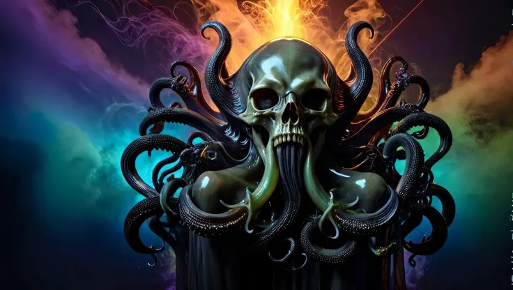 <lora:Alphonse Mucha Style:1.5> alphonse mucha style, Cthulhu, rising from the deep, black flowing tentacles, black smoke, darkness,
<lora:epoxy_skull-sdxl:0.1> epoxy_skull, pentagram, evil, insanity,
<lora:ral-3dwvz-sdxl:0.5> ral-3dwvz, symmetrical, balanced, black tendrils of smoke,
<lora:cursedimagessdxl:1.5> cursed image, photo-realistic, 4k, laser prism spectrum gradient background lighting,
