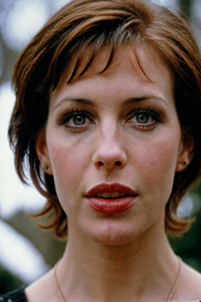 photograph portrait, close up of a Holy Marija with eyes of Shannon Elizabeth and lips of Molly Ringwald, detailed skin, ultra detailed, facing viewer | winter garden, Hopeful, Kodak Ektar 100, 80mm, two colours, detailed skin, ultra detailed