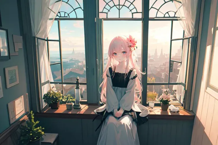 (otherworldly), highly insanely detailed, masterpiece, top quality, best quality, highres, 4k, 8k, RAW photo, (very aesthetic, beautiful and aesthetic), Lingli, blush, baby, hair flower, ^_^, hair ornament
A dreamy window seat overlooking a picturesque view, where the girl can daydream, journal, or simply gaze out at the world outside. The soft sunlight streaming in adds to the peaceful ambiance. Dreamy window seat, picturesque view, daydreaming, journaling, soft sunlight, peaceful ambiance.
1girl, looking at viewer, 
__kusuriya__
<lora:kusuriya_EP01to10-diag_oft-bundle-40000:1>, (fantasy world)