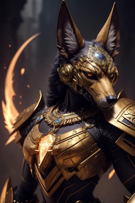 1girl, portrait of female mecha robot godanubis with jackal head in hanggar, magic astral, ornate <lora:ARWgodanubis:1> <lora:add_detail:0.4> <lora:mecha(mjstyle):0.4>