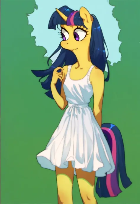 (score_9), (source_ derpibooru_p_95), (earth pony), ((anthro oc pony :1.1)), (shoulderless top, cute skirt), shy, blushing, solo, realistic long hair, bangs, anatomically correct, flat chest, curvy figure, high res, pink bottom lip, extremely detailed, tween, filly, absolutely stunning, freckles, legs spread, vulva,