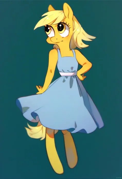 source_pony, rating_safe, girl, <lora:simpson_xl_pony:1> simpson style, solo, anthro, derpy hooves, sundress, score_9, score_8_up, score_7_up, score_6_up, score_5_up, score_4_up