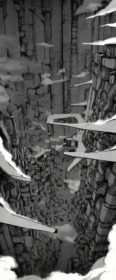 TNstyle, manga, monochrome, (megastructure), from above, concrete walls, pipes, frames, cables, deep, chaotic, dome, giant room, huge, heavy equipment, deep, fog, giant room, weird, colossal structure, labyrinthine dungeon, deep darkness, shadows, mecha, bulldozer, (doll:1.1), Toa Heavy Industries, thousands of years later, melancholy atmosphere, dreamlike,
Depth of Field, sharp focus, Depth and Perspective, bokeh, film grain, taken by Joel Meyerowitz,
beautiful, aesthetic, extremely detailed, beautiful color, amazing quality, best quality, high quality, masterpiece, <lora:Tsutomu_Nihei_OaN_Style:1>,