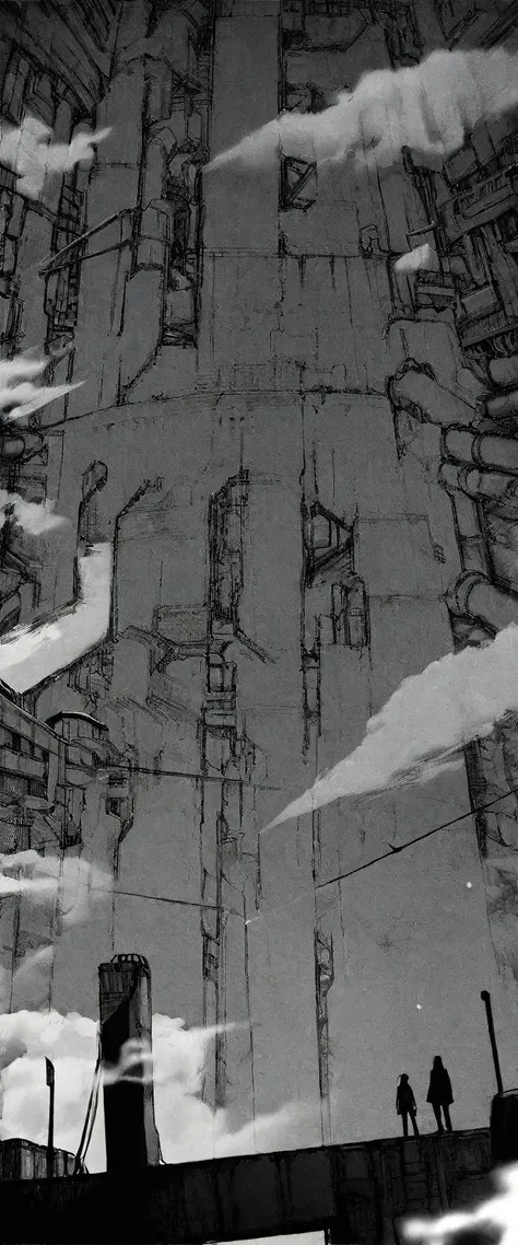 TNstyle, manga, monochrome, (megastructure), from below, concrete walls, pipes, frames, cables, deep, chaotic, dome, giant room, huge, heavy equipment, deep, fog, giant room, weird, colossal structure, labyrinthine dungeon, deep darkness, shadows, mecha, bulldozer, (doll:1.1), Toa Heavy Industries, thousands of years later, melancholy atmosphere,
Depth of Field, sharp focus, Depth and Perspective, bokeh, film grain, taken by Yousuf Karsh,
beautiful, aesthetic, extremely detailed, beautiful color, amazing quality, best quality, high quality, masterpiece, <lora:Tsutomu_Nihei_OaN_Style:1>,