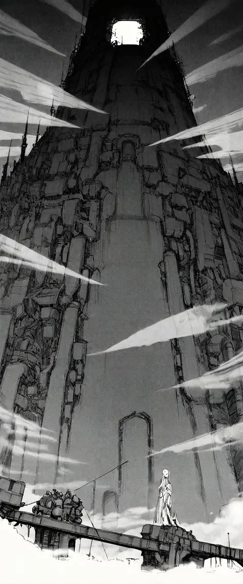 TNstyle, manga, monochrome, (megastructure), from below, concrete walls, pipes, frames, cables, deep, chaotic, dome, giant room, huge, heavy equipment, deep, fog, giant room, weird, colossal structure, labyrinthine dungeon, deep darkness, shadows, mecha, bulldozer, (doll:1.1), Toa Heavy Industries, thousands of years later, melancholy atmosphere, dreamlike,
Depth of Field, sharp focus, Depth and Perspective, bokeh, film grain, taken by Ansel Adams,
beautiful, aesthetic, extremely detailed, beautiful color, amazing quality, best quality, high quality, masterpiece, <lora:Tsutomu_Nihei_OaN_Style:1>,