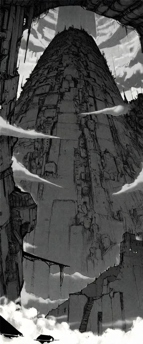 TNstyle, manga, monochrome, (megastructure), from below, concrete walls, pipes, frames, cables, deep, chaotic, dome, giant room, huge, heavy equipment, deep, fog, giant room, weird, colossal structure, labyrinthine dungeon, deep darkness, shadows, mecha, bulldozer, (doll:1.1), Toa Heavy Industries, thousands of years later, melancholy atmosphere, dreamlike,
Depth of Field, sharp focus, Depth and Perspective, bokeh, film grain, taken by Ansel Adams,
beautiful, aesthetic, extremely detailed, beautiful color, amazing quality, best quality, high quality, masterpiece, <lora:Tsutomu_Nihei_OaN_Style:1>,